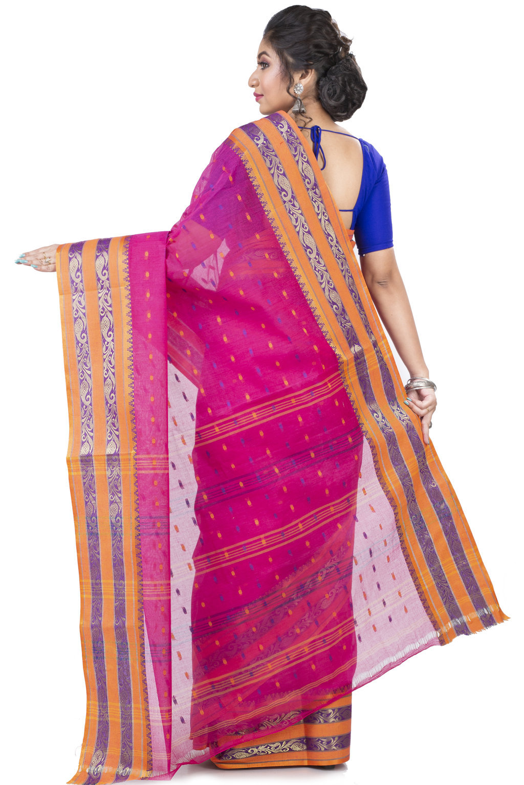 Beige Pure Cotton Alpona Tant Saree (194)